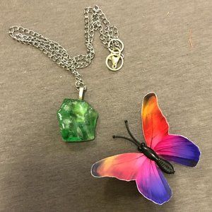 Green Stone Boho Unique Vintage One of a Kind Hand Design Necklace